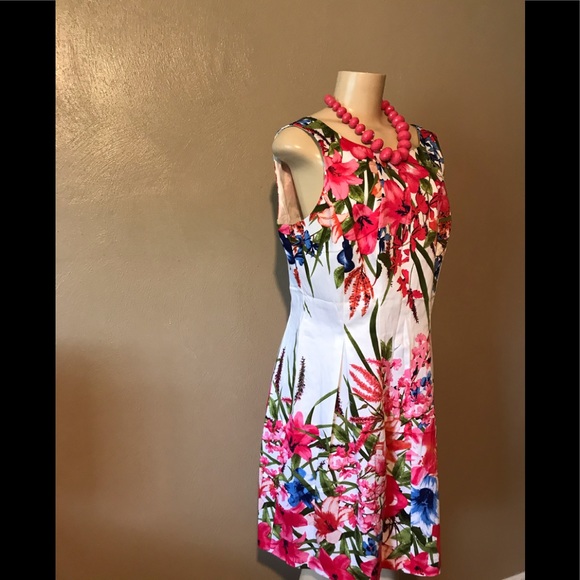 London Times pink/white flowered dress size 14 - Picture 3 of 5